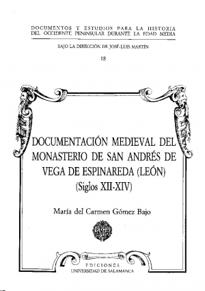 Cubierta para Documentación medieval del Monasterio de san Andrés de Vega de Espinareda (León) (Siglos XII-XIV)