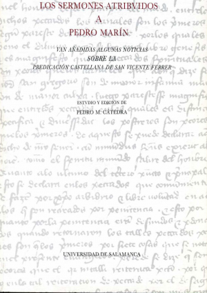 Cubierta para Los sermones atribuidos a Pedro Marín. Van añadidas algunas noticias sobre la predicación castellana de San Vicente Ferrer