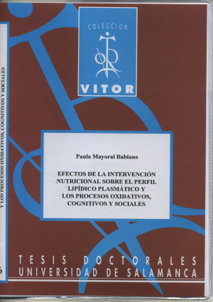 Cubierta para Efectos de la intervención nutricional sobre el perfil lipídico plasmático y los procesos oxidativos, cognitivos y sociales