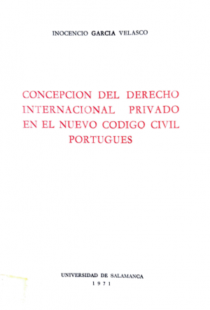 Cubierta para Concepción del Derecho Internacional Privado en el nuevo Código Civil portugués