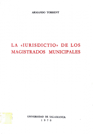 Cubierta para La «Iurisdictio» de los magistrados municipales