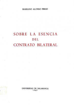 Cubierta para Sobre la esencia del contrato bilateral