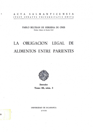 Cubierta para La obligación legal de alimentos entre parientes