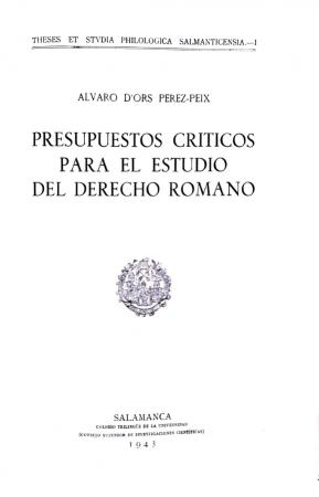 Cubierta para Presupuestos críticos para el estudio del derecho romano