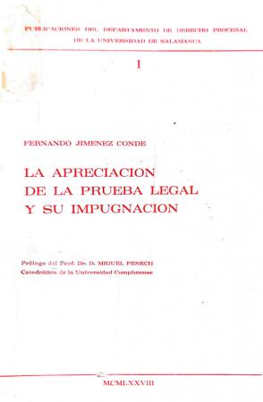 Cubierta para La apreciación de la prueba legal y su impugnación