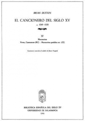 Cubierta para El Cancionero del siglo XV (c. 1360-1520). IV. Manuscritos Roma, Casanatense (RC) - Manuscritos perdidos etc. (ZZ)