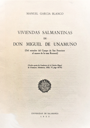 Cubierta para Viviendas salmantinas de don Miguel de Unamuno (Del mirador del Campo de San Francisco al museo de la casa Rectoral)