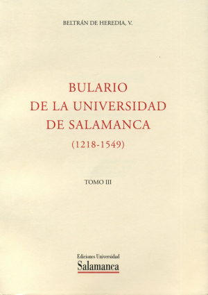 Cubierta para Bulario de la Universidad de Salamanca (1219-1549). 3 vols.
