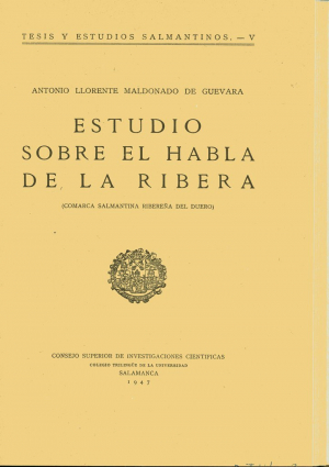 Cubierta para Estudio sobre el habla de La Ribera (comarca salmantina ribereña del Duero)