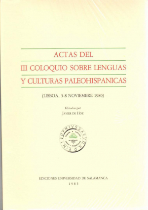 Cubierta para Actas del III coloquio sobre lenguas y culturas paleohispánicas (Lisboa, 5-8 noviembre 1980)