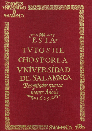 Cubierta para Estatutos hechos por la Universidad de Salamanca (1625)