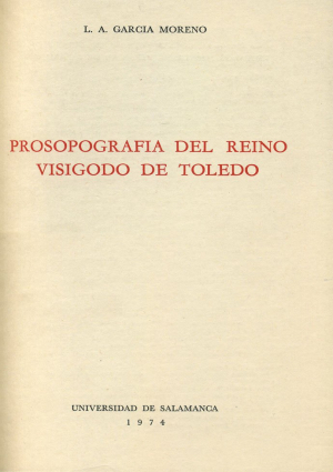 Cubierta para Prosopografía del Reino Visigodo de Toledo